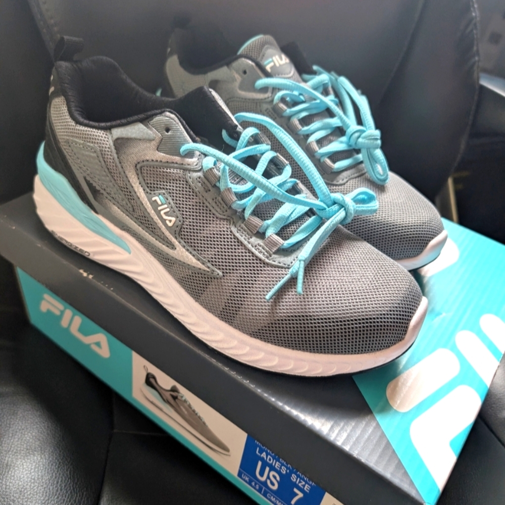 Fila Gray and Blue Sneakers with Breathable Upper and Comfortable Design